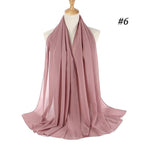 Winter Fashion Long Solid Color Soft Muslim Bubble Chiffon Hijab Scarf Shawls Hijab Elegant Scarf Wrap Lightweight Islamic Head Wear Escharpe Shawls Headband Wraps Lightweight Head Scarves Ladies Hijabs For  Women Stevvex