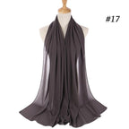 Winter Fashion Long Solid Color Soft Muslim Bubble Chiffon Hijab Scarf Shawls Hijab Elegant Scarf Wrap Lightweight Islamic Head Wear Escharpe Shawls Headband Wraps Lightweight Head Scarves Ladies Hijabs For  Women Stevvex