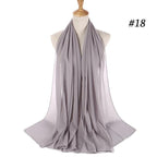 Winter Fashion Long Solid Color Soft Muslim Bubble Chiffon Hijab Scarf Shawls Hijab Elegant Scarf Wrap Lightweight Islamic Head Wear Escharpe Shawls Headband Wraps Lightweight Head Scarves Ladies Hijabs For  Women Stevvex