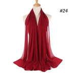 Winter Fashion Long Solid Color Soft Muslim Bubble Chiffon Hijab Scarf Shawls Hijab Elegant Scarf Wrap Lightweight Islamic Head Wear Escharpe Shawls Headband Wraps Lightweight Head Scarves Ladies Hijabs For  Women Stevvex