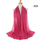 Winter Fashion Long Solid Color Soft Muslim Bubble Chiffon Hijab Scarf Shawls Hijab Elegant Scarf Wrap Lightweight Islamic Head Wear Escharpe Shawls Headband Wraps Lightweight Head Scarves Ladies Hijabs For  Women Stevvex