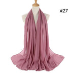 Winter Fashion Long Solid Color Soft Muslim Bubble Chiffon Hijab Scarf Shawls Hijab Elegant Scarf Wrap Lightweight Islamic Head Wear Escharpe Shawls Headband Wraps Lightweight Head Scarves Ladies Hijabs For  Women Stevvex