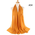 Winter Fashion Long Solid Color Soft Muslim Bubble Chiffon Hijab Scarf Shawls Hijab Elegant Scarf Wrap Lightweight Islamic Head Wear Escharpe Shawls Headband Wraps Lightweight Head Scarves Ladies Hijabs For  Women Stevvex