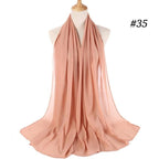 Winter Fashion Long Solid Color Soft Muslim Bubble Chiffon Hijab Scarf Shawls Hijab Elegant Scarf Wrap Lightweight Islamic Head Wear Escharpe Shawls Headband Wraps Lightweight Head Scarves Ladies Hijabs For  Women Stevvex