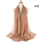 Winter Fashion Long Solid Color Soft Muslim Bubble Chiffon Hijab Scarf Shawls Hijab Elegant Scarf Wrap Lightweight Islamic Head Wear Escharpe Shawls Headband Wraps Lightweight Head Scarves Ladies Hijabs For  Women Stevvex