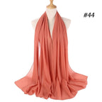 Winter Fashion Long Solid Color Soft Muslim Bubble Chiffon Hijab Scarf Shawls Hijab Elegant Scarf Wrap Lightweight Islamic Head Wear Escharpe Shawls Headband Wraps Lightweight Head Scarves Ladies Hijabs For  Women Stevvex