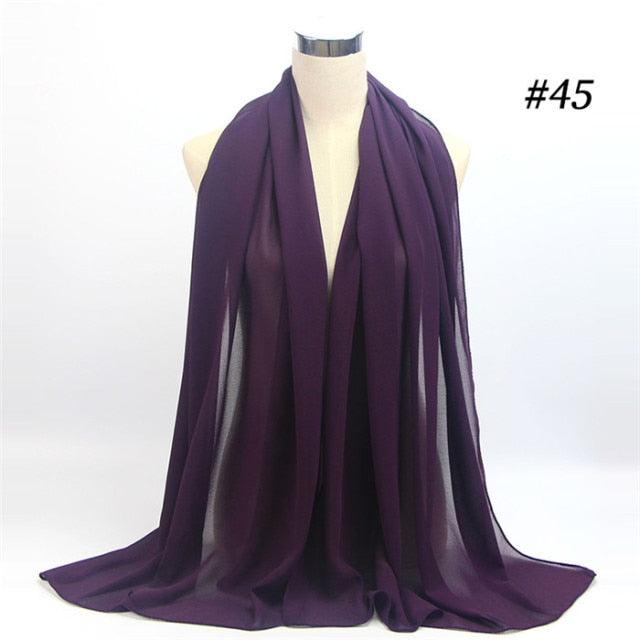 Winter Fashion Long Solid Color Soft Muslim Bubble Chiffon Hijab Scarf Shawls Hijab Elegant Scarf Wrap Lightweight Islamic Head Wear Escharpe Shawls Headband Wraps Lightweight Head Scarves Ladies Hijabs For  Women Stevvex