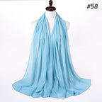 Winter Fashion Long Solid Color Soft Muslim Bubble Chiffon Hijab Scarf Shawls Hijab Elegant Scarf Wrap Lightweight Islamic Head Wear Escharpe Shawls Headband Wraps Lightweight Head Scarves Ladies Hijabs For  Women Stevvex