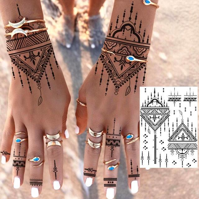 53 Sheets Black Lace Temporary Tattoos Sticker Butterfly Flower Fake Tatoo Sticker Sexy  Black Henna Temporary Tattoos For Women Stevvex