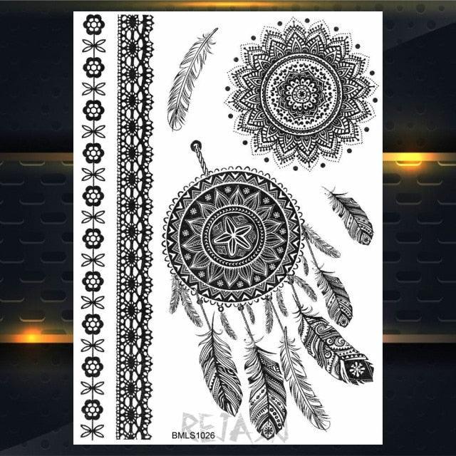 53 Sheets Black Lace Temporary Tattoos Sticker Butterfly Flower Fake Tatoo Sticker Sexy  Black Henna Temporary Tattoos For Women Stevvex