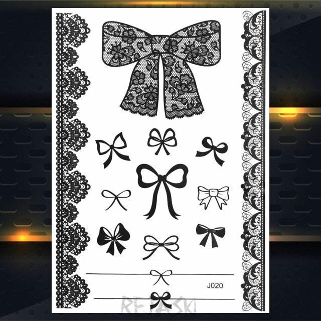 53 Sheets Black Lace Temporary Tattoos Sticker Butterfly Flower Fake Tatoo Sticker Sexy  Black Henna Temporary Tattoos For Women Stevvex