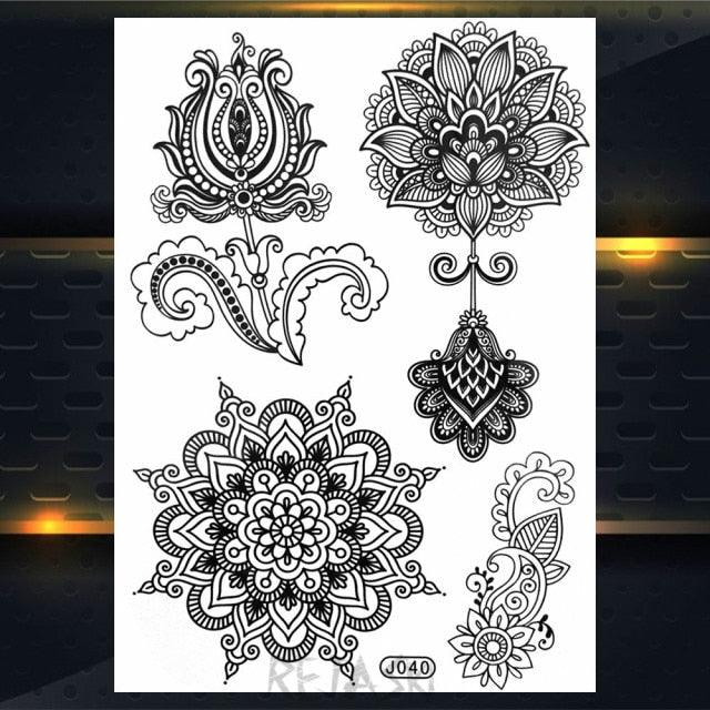 53 Sheets Black Lace Temporary Tattoos Sticker Butterfly Flower Fake Tatoo Sticker Sexy  Black Henna Temporary Tattoos For Women Stevvex
