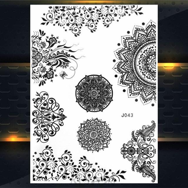 53 Sheets Black Lace Temporary Tattoos Sticker Butterfly Flower Fake Tatoo Sticker Sexy  Black Henna Temporary Tattoos For Women Stevvex