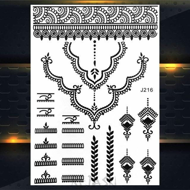 53 Sheets Black Lace Temporary Tattoos Sticker Butterfly Flower Fake Tatoo Sticker Sexy  Black Henna Temporary Tattoos For Women Stevvex