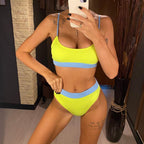 Female High Waist Swimsuit Bikini Sports Swimsuits For Women Two Piece Crop Top Bikini Set High Waist High Cut Bathing Suits Women Swimwear Two-piece Bikini Set Bathing Suit Swimwear Stevvex