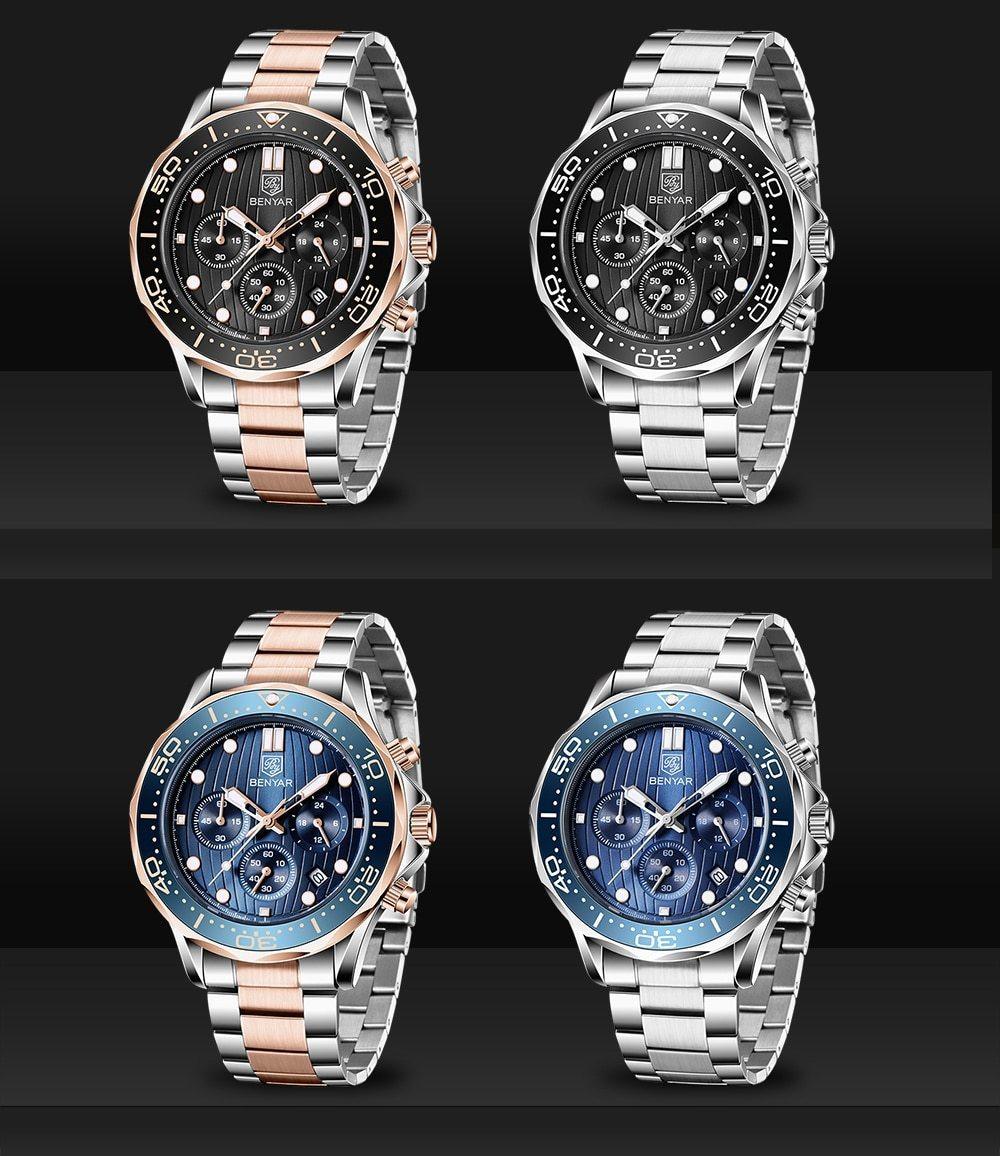 Black Multifunctional Sport Men Watches Luxury Quartz Watches Fashion Chronograph Stylish Elegant Comfortable Watch For Men Stevvex