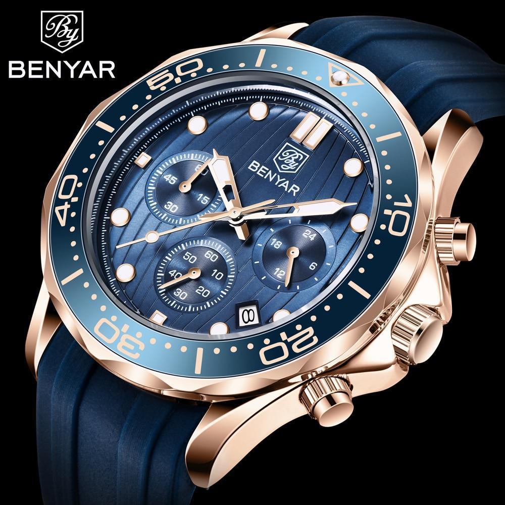 Black Multifunctional Sport Men Watches Luxury Quartz Watches Fashion Chronograph Stylish Elegant Comfortable Watch For Men Stevvex