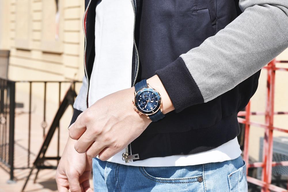 Black Multifunctional Sport Men Watches Luxury Quartz Watches Fashion Chronograph Stylish Elegant Comfortable Watch For Men Stevvex