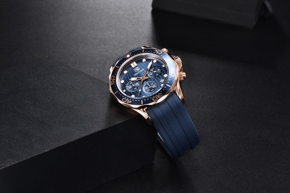Black Multifunctional Sport Men Watches Luxury Quartz Watches Fashion Chronograph Stylish Elegant Comfortable Watch For Men Stevvex