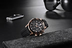 Black Multifunctional Sport Men Watches Luxury Quartz Watches Fashion Chronograph Stylish Elegant Comfortable Watch For Men Stevvex