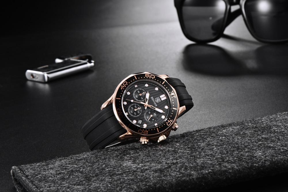 Black Multifunctional Sport Men Watches Luxury Quartz Watches Fashion Chronograph Stylish Elegant Comfortable Watch For Men Stevvex