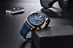Black Multifunctional Sport Men Watches Luxury Quartz Watches Fashion Chronograph Stylish Elegant Comfortable Watch For Men Stevvex
