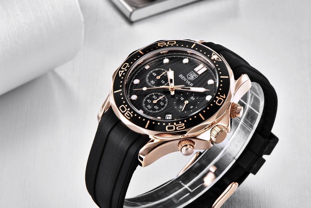 Black Multifunctional Sport Men Watches Luxury Quartz Watches Fashion Chronograph Stylish Elegant Comfortable Watch For Men Stevvex