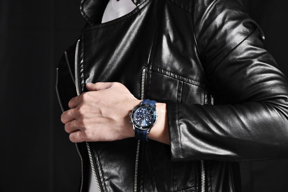 Black Multifunctional Sport Men Watches Luxury Quartz Watches Fashion Chronograph Stylish Elegant Comfortable Watch For Men Stevvex
