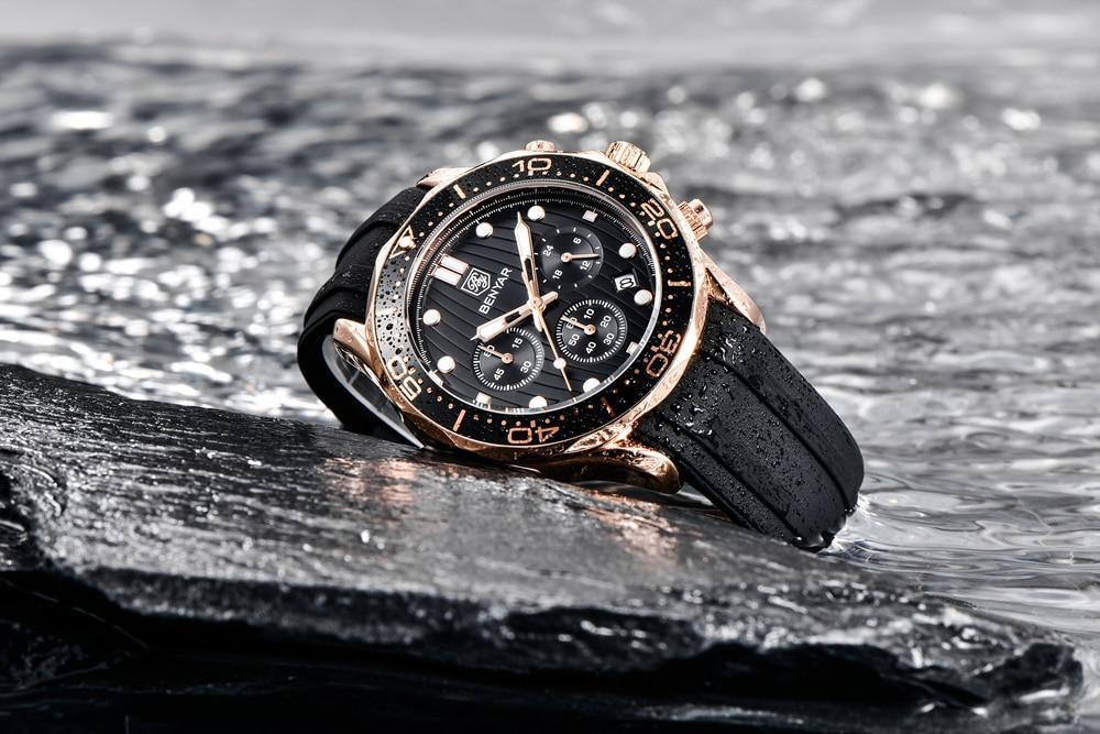 Black Multifunctional Sport Men Watches Luxury Quartz Watches Fashion Chronograph Stylish Elegant Comfortable Watch For Men Stevvex