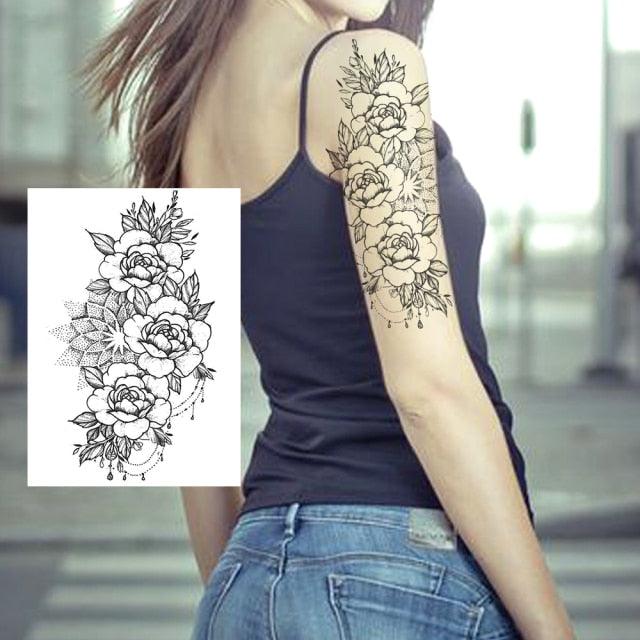 Realistic Tattoos Temporary Womens Flower Sticker Tattoos Waterproof Women Body Art Fake Legs Tattoo Stickers Stevvex