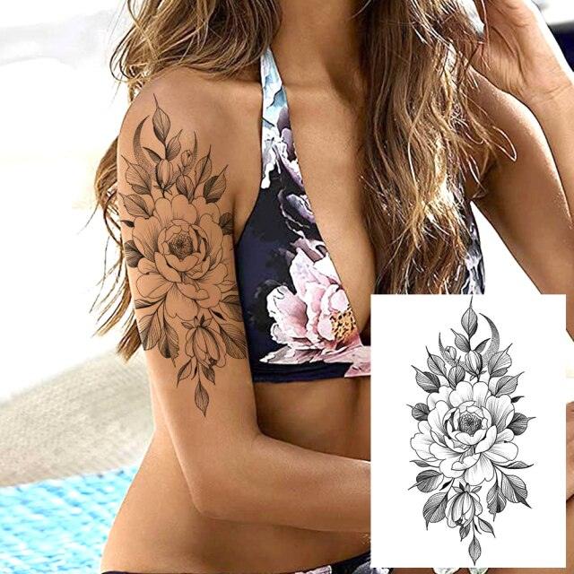 Realistic Tattoos Temporary Womens Flower Sticker Tattoos Waterproof Women Body Art Fake Legs Tattoo Stickers Stevvex