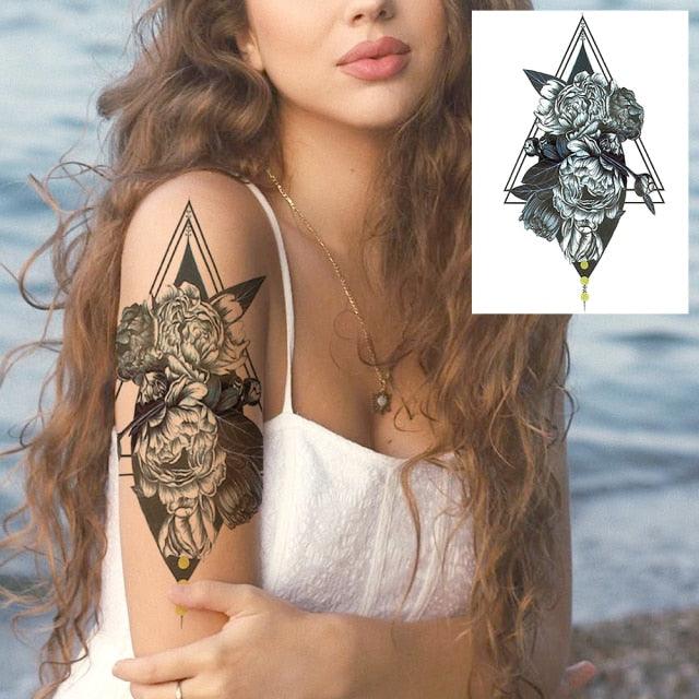 Realistic Tattoos Temporary Womens Flower Sticker Tattoos Waterproof Women Body Art Fake Legs Tattoo Stickers Stevvex