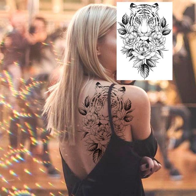 Realistic Tattoos Temporary Womens Flower Sticker Tattoos Waterproof Women Body Art Fake Legs Tattoo Stickers Stevvex