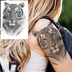 Big Black Tiger Tattoos Waterproof Leopard Tatoos Large Monster Body Arm Legs Tattoo Cool Tiger Face Temporary Tattoos For Women Men Stevvex