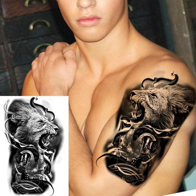 Big Black Tiger Tattoos Waterproof Leopard Tatoos Large Monster Body Arm Legs Tattoo Cool Tiger Face Temporary Tattoos For Women Men Stevvex