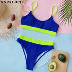 Swimwear Women Ribbed Bathing Suit Female Push Up Bikini Set Women's Bathing Suit Lace up Bikini Ribbed Two Piece Swimsuit Beachwear High Waist Bikini Women's Swimsuit Stevvex