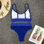 Swimwear Women Ribbed Bathing Suit Female Push Up Bikini Set Women's Bathing Suit Lace up Bikini Ribbed Two Piece Swimsuit Beachwear High Waist Bikini Women's Swimsuit Stevvex