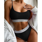 Swimwear Women Ribbed Bathing Suit Female Push Up Bikini Set Women's Bathing Suit Lace up Bikini Ribbed Two Piece Swimsuit Beachwear High Waist Bikini Women's Swimsuit Stevvex