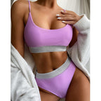 Swimwear Women Ribbed Bathing Suit Female Push Up Bikini Set Women's Bathing Suit Lace up Bikini Ribbed Two Piece Swimsuit Beachwear High Waist Bikini Women's Swimsuit Stevvex