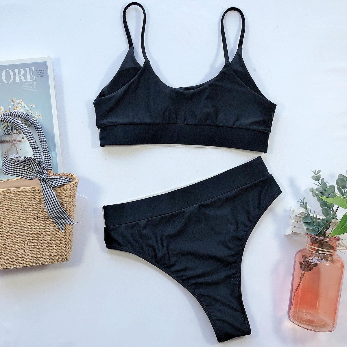 Swimwear Women Ribbed Bathing Suit Female Push Up Bikini Set Women's Bathing Suit Lace up Bikini Ribbed Two Piece Swimsuit Beachwear High Waist Bikini Women's Swimsuit Stevvex