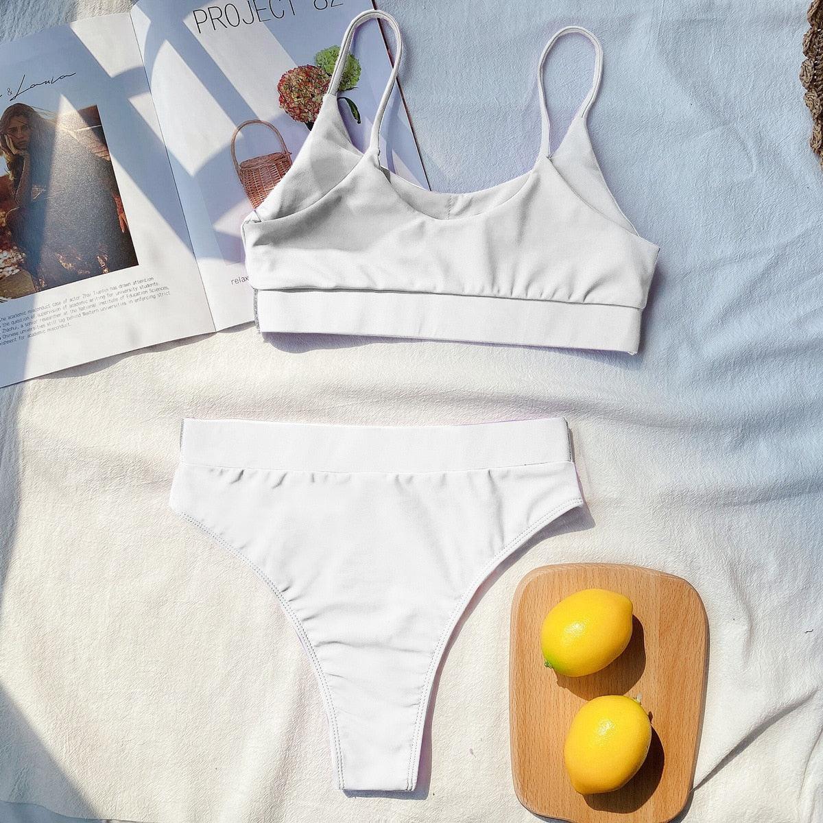Swimwear Women Ribbed Bathing Suit Female Push Up Bikini Set Women's Bathing Suit Lace up Bikini Ribbed Two Piece Swimsuit Beachwear High Waist Bikini Women's Swimsuit Stevvex