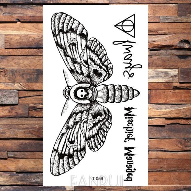 Cute Black Birds Temporary Waterproof Stickers Tattoo Flower Body Elegant Bird Butterfly Style For Womens Stevvex