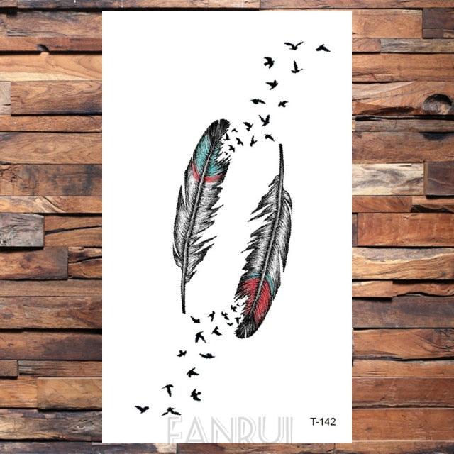 Cute Black Birds Temporary Waterproof Stickers Tattoo Flower Body Elegant Bird Butterfly Style For Womens Stevvex