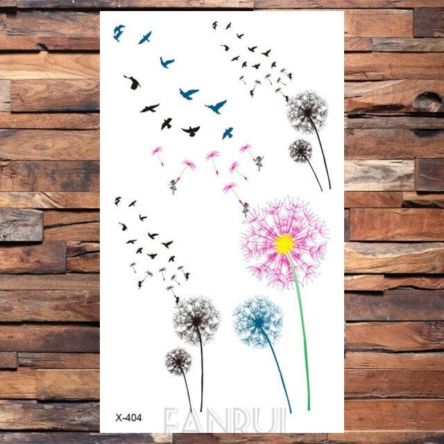 Cute Black Birds Temporary Waterproof Stickers Tattoo Flower Body Elegant Bird Butterfly Style For Womens Stevvex