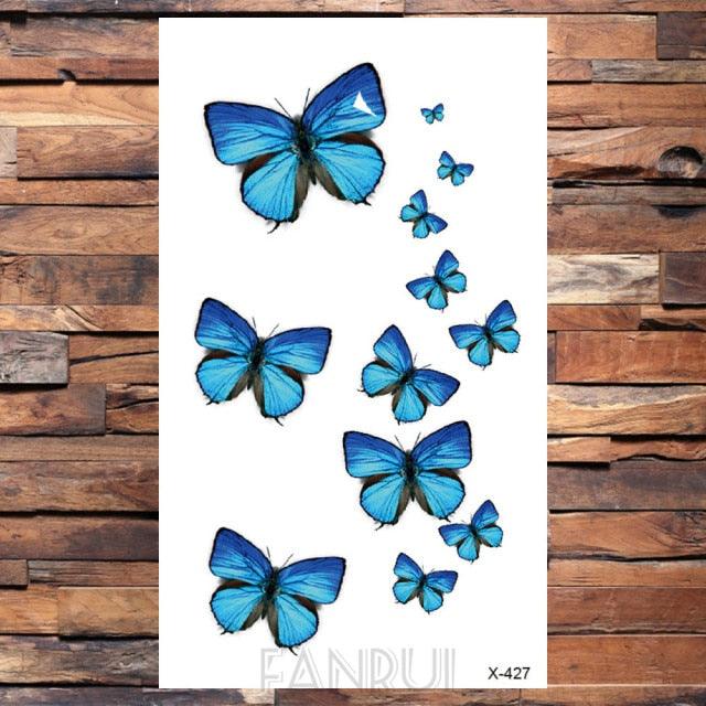 Cute Black Birds Temporary Waterproof Stickers Tattoo Flower Body Elegant Bird Butterfly Style For Womens Stevvex