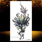 Temporary Lotus Flower Sticker Tattoo Fake Black Elegant Flower Design Women Body Art Fake Arm Tattoo Stickers For Womens