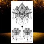 Temporary Lotus Flower Sticker Tattoo Fake Black Elegant Flower Design Women Body Art Fake Arm Tattoo Stickers For Womens