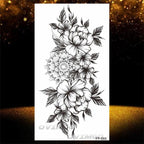 Temporary Lotus Flower Sticker Tattoo Fake Black Elegant Flower Design Women Body Art Fake Arm Tattoo Stickers For Womens