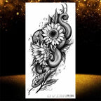Temporary Lotus Flower Sticker Tattoo Fake Black Elegant Flower Design Women Body Art Fake Arm Tattoo Stickers For Womens