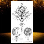 Temporary Lotus Flower Sticker Tattoo Fake Black Elegant Flower Design Women Body Art Fake Arm Tattoo Stickers For Womens